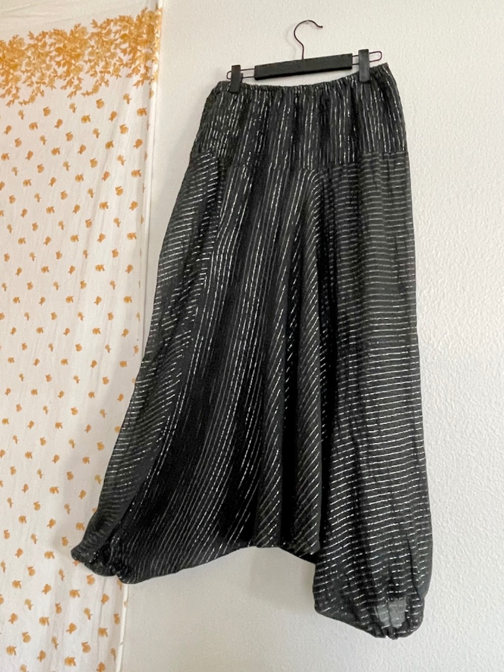 Vintage India Cotton Gauze Lurex Harem Pants
